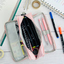 Wrapables Large Capacity Pencil Case, 3 Compartment Pouch: Macarons