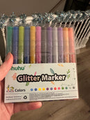 Ohuhu Water-Based Glitter Metallic Marker Pens, 12 Shimmer Colors