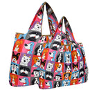 Wrapables Large & Small Foldable Tote Nylon Reusable Grocery Bags, Set of 2: Doggy Sushi