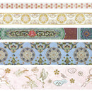 Wrapables Decorative Gold Foil Washi Tape and Sticker Set: Cranes Blue
