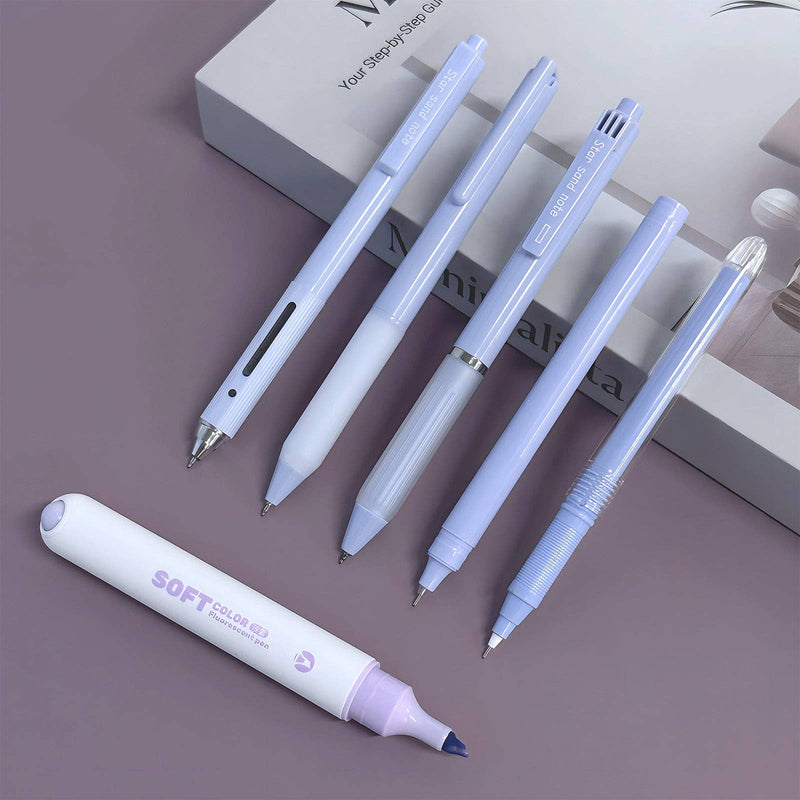 Wrapables 5 Gel Pens + 1 Highlighter Writing Set: Purple