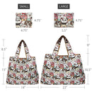 Wrapables Large & Small Foldable Tote Nylon Reusable Grocery Bags, Set of 2: Doggy Sushi