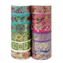 Wrapables Elegant Gold Foil Washi Tape Box Set for Arts: Pink Festival