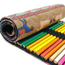 Wrapables Pencil Roll Organizer,  Wrap Pouch (72 slots): Cats & Birds
