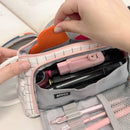Wrapables Large Capacity Pencil Case, Portable Pencil Pouch for Stationery Office Supplies: Pink & White