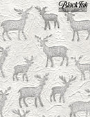 Black Ink Embossed Deer - Natural White Paper Sheet 21" x 31"