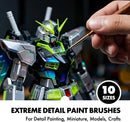 Professional Fine Round Tip Detail Paint Brushes for Model & Craft, Miniature, Watercolor: 10 Pcs