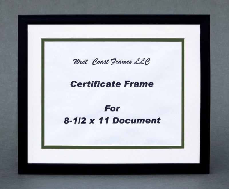 Certificate Frame complete with a Double  White Mat with Gre