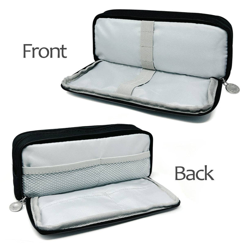 Wrapables Large Capacity Pencil Case, 3 Compartment Pouch: Black
