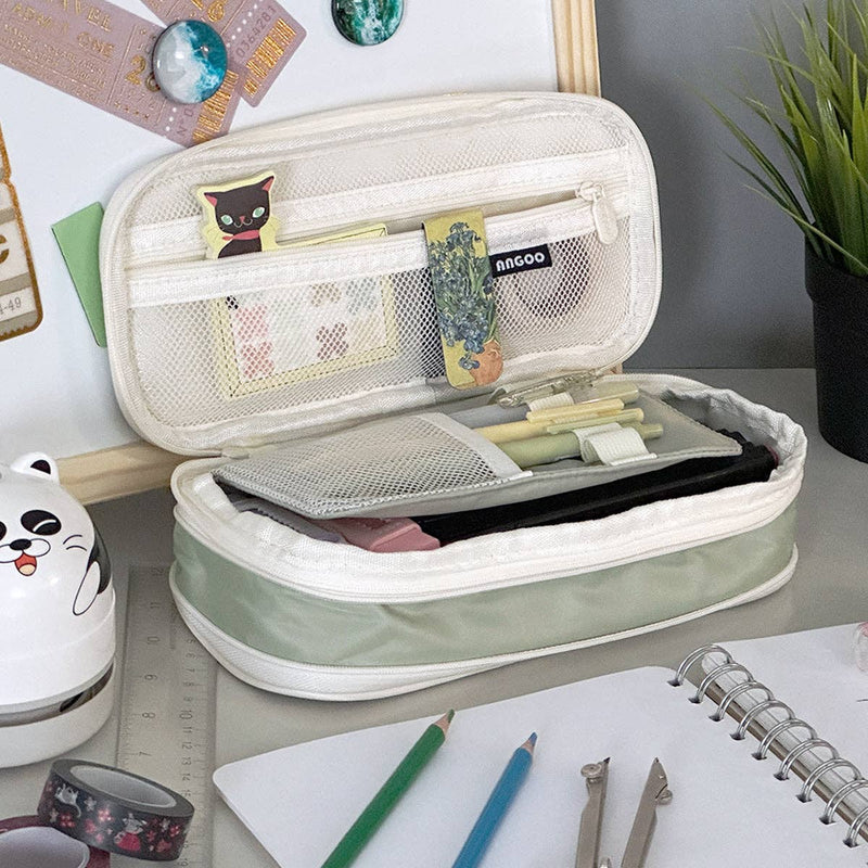 Wrapables Large Capacity Pencil Case Expandable Pencil Pouch: Navy