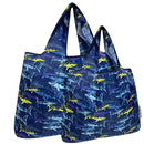 Wrapables Large & Small Foldable Tote Nylon Reusable Grocery Bags, Set of 2: Doggy Sushi