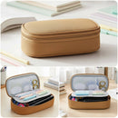 Wrapables Simple Large Capacity Double Compartment Pencil Case, Pencil Pouch for Stationery Tools: Khaki
