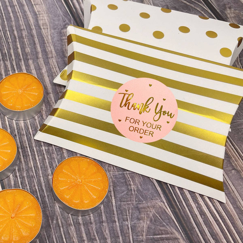 Wrapables 1.5" / 2" Thank You Stickers Roll: Pink & Gold 1.5 inch