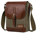 Eurosport Faux Leather and Canvas Crossbody Bag Olive