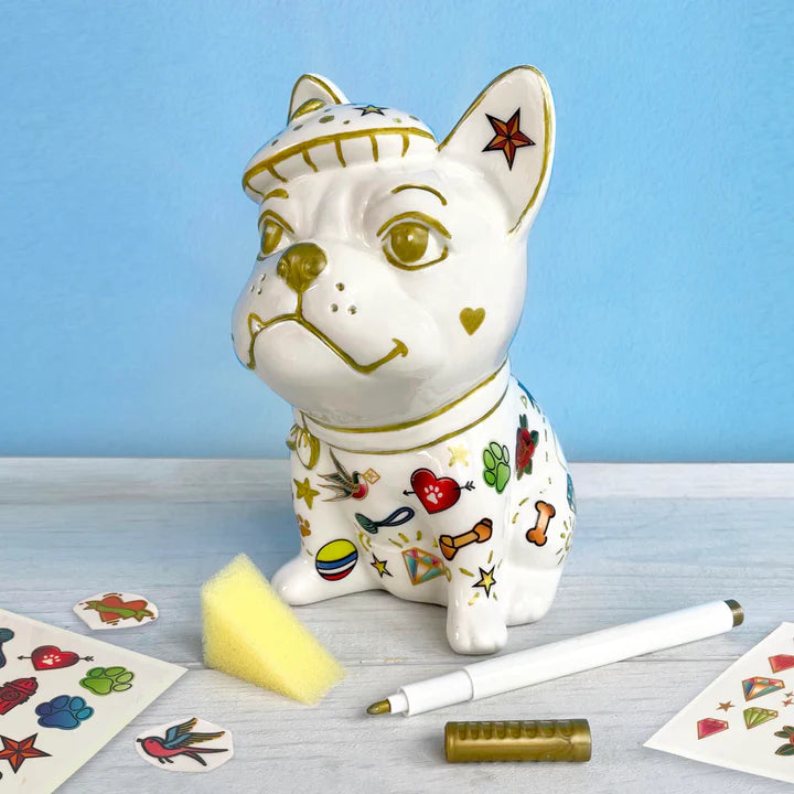 Bright Stripes Tattoo a Frenchie Ceramic Bank Kit