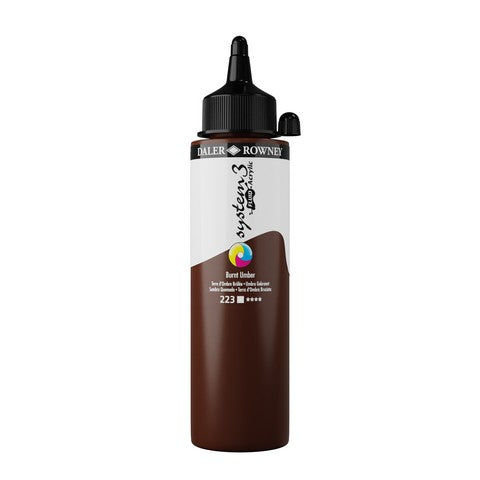 SYSTEM3 FLUID ACRYLIC 500ML BURNT UMBER