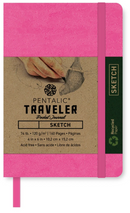 Pentalic Traveler Pocket Journal 6"x8" 160pg 74lbs Sketch  Bright Pink