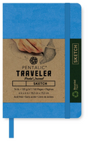 Pentalic Traveler Pocket Journal 6"x8" 160pg 74lbs Sketch  Bright Blue