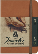 Pentalic Grid Traveler Pocket Journal 6"x4" 160pg 74lbs Sketch - Brown