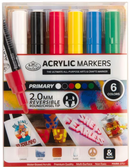 Royal & Langnickel 6 Piece Acrylic 2.0 mm Reversible Tip Primary Markers