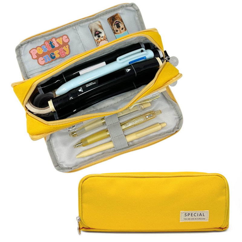 Wrapables Large Capacity Pencil Case, 3 Compartment Pouch: Macarons