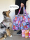 Wrapables Large & Small Foldable Tote Nylon Reusable Grocery Bags, Set of 2: Doggy Sushi