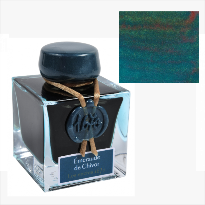 Herbin 1670 Ink with Gold Shimmer 50ml - 6 Colors: Violet Imperial