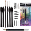 PIXISS Miniature Brushes with Precision Crafting Knife Bundl
