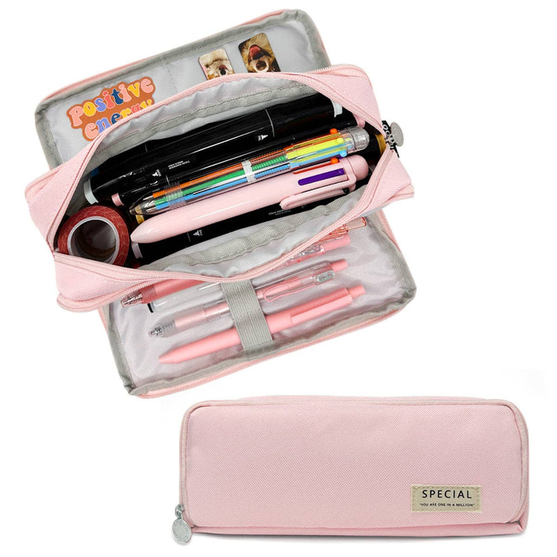 Wrapables Large Capacity Pencil Case, 3 Compartment Pouch: Yellow
