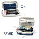 Wrapables Large Capacity Pencil Case Expandable Pencil Pouch: Navy