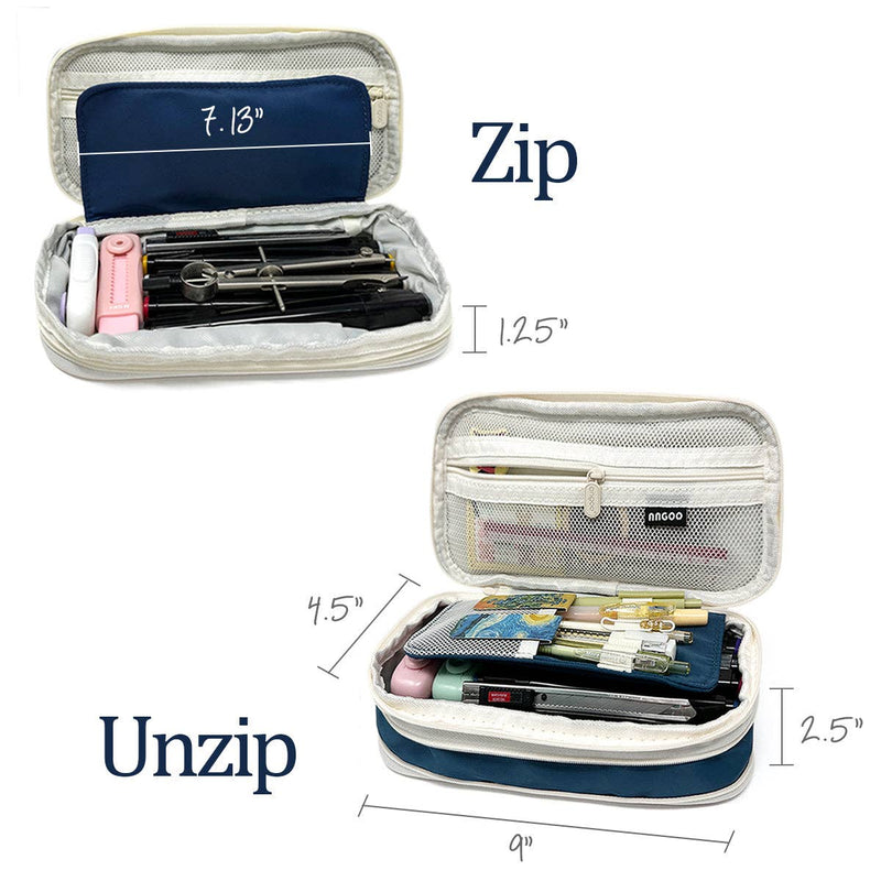 Wrapables Large Capacity Pencil Case Expandable Pencil Pouch: Navy