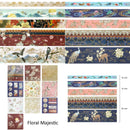 Wrapables Decorative Gold Foil Washi Tape and Sticker Set for Stationery, Diary, Card Making (10 Rolls & 10 Sheets): Scenic Burgundy