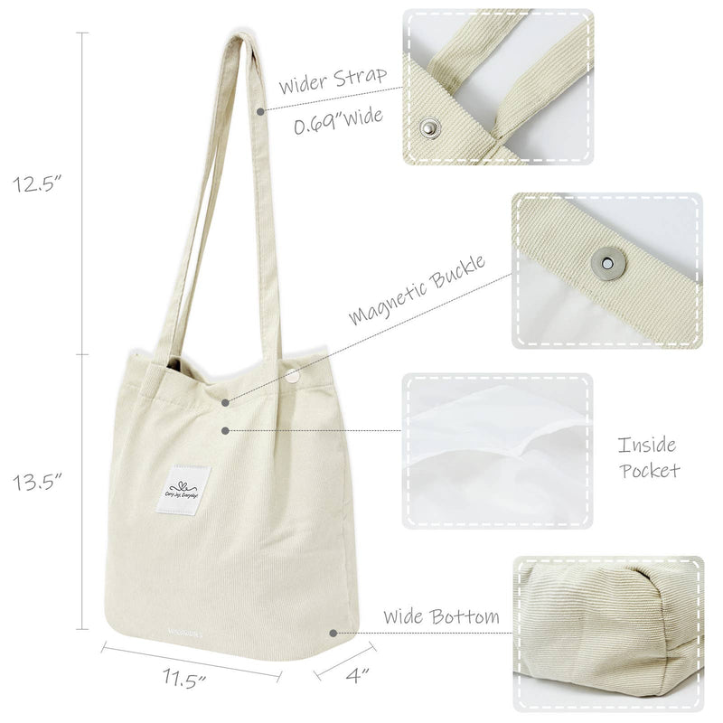 Wrapables Carry Joy Corduroy Tote Bag, Handbag: Navy