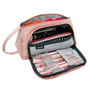 Wrapables Large Capacity Pencil Case, Portable Pencil Pouch for Stationery Office Supplies: Pink & White