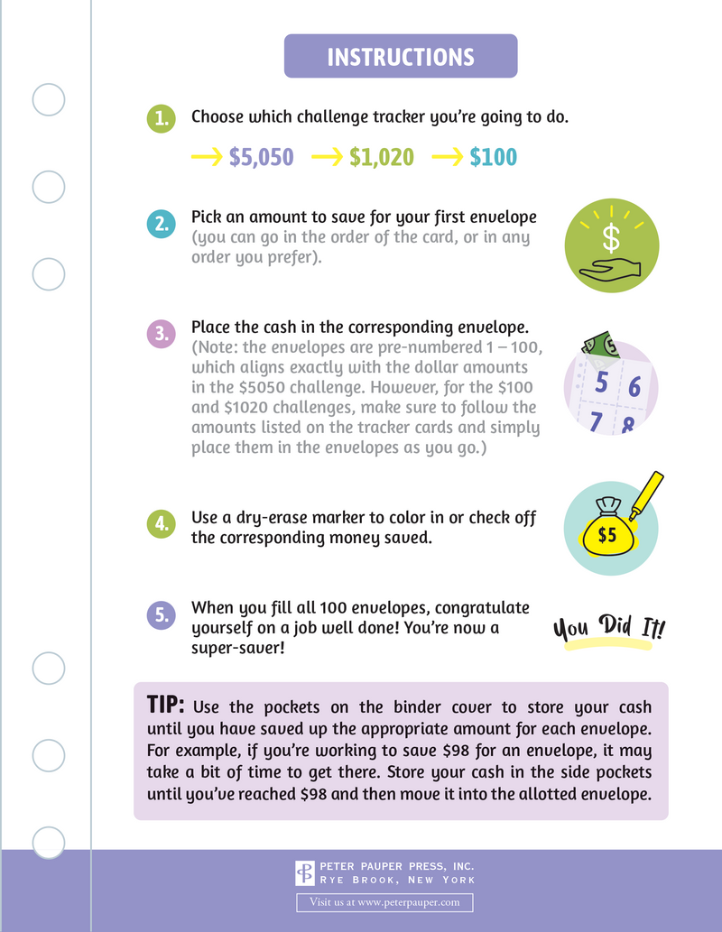 My 100 Envelope Savings Challenge Binder