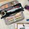 Wrapables Large Capacity Pencil Case, 3 Compartment Pouch: Yellow