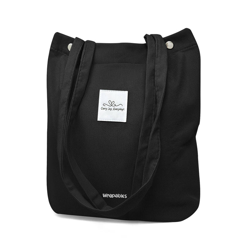 Wrapables Carry Joy Corduroy Tote Bag, Handbag: Navy