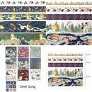 Wrapables Decorative Gold Foil Washi Tape and Sticker Set for Stationery, Diary, Card Making (10 Rolls & 10 Sheets): Scenic Burgundy