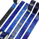 Wrapables Elegant Gold Foil Washi Tape Box Set for Arts & Crafts, Scrapbooking, Stationery, Diary (12 Rolls): Galaxy