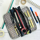 Wrapables Large Capacity Pencil Case, 3 Compartment Pouch: Yellow