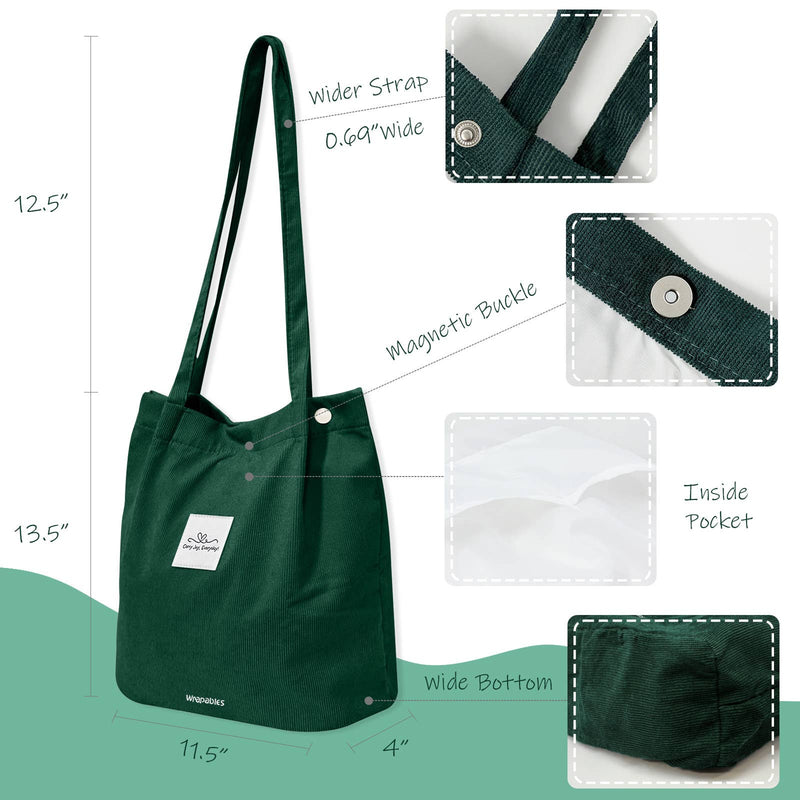Wrapables Carry Joy Corduroy Tote Bag, Handbag: Navy