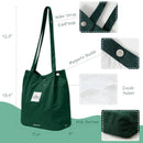 Wrapables Carry Joy Corduroy Tote Bag, Handbag: Forest Greeen