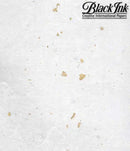 Black Ink Unryu-White with Gold/Silver Flecks Paper Sheet 25" x 37"