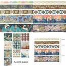 Wrapables Decorative Gold Foil Washi Tape and Sticker Set for Stationery, Diary, Card Making (10 Rolls & 10 Sheets): Scenic Burgundy