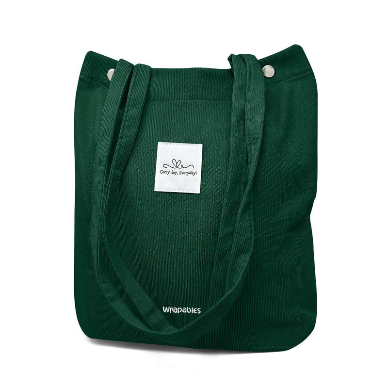 Wrapables Carry Joy Corduroy Tote Bag, Handbag: Navy