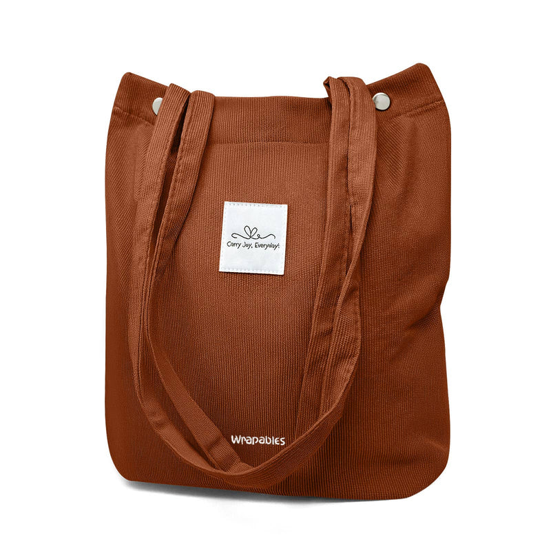 Wrapables Carry Joy Corduroy Tote Bag, Handbag: Navy