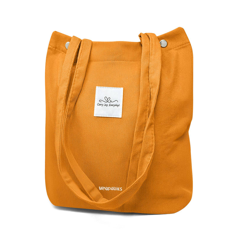 Wrapables Carry Joy Corduroy Tote Bag, Handbag: Marigold