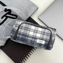 Wrapables Large Capacity Pencil Case, Portable Pencil Pouch for Stationery Office Supplies: Pink & White