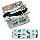Wrapables Large Capacity Pencil Case, 3 Compartment Pouch: Cactus
