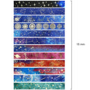 Wrapables Elegant Gold Foil Washi Tape Box Set for Arts & Crafts, Scrapbooking, Stationery, Diary (12 Rolls): Galaxy